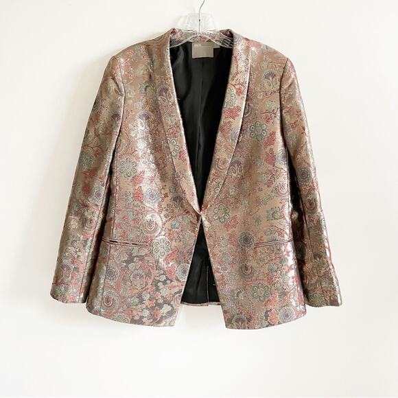 ASOS Floral Golden Metallic Jacquard Blazer - Picture 4 of 9